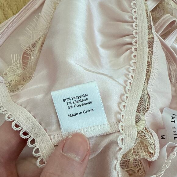 Kat the Label Sleep Set Satin Lace Cami & Shorts Size M Blush Pink - Picture 6 of 7